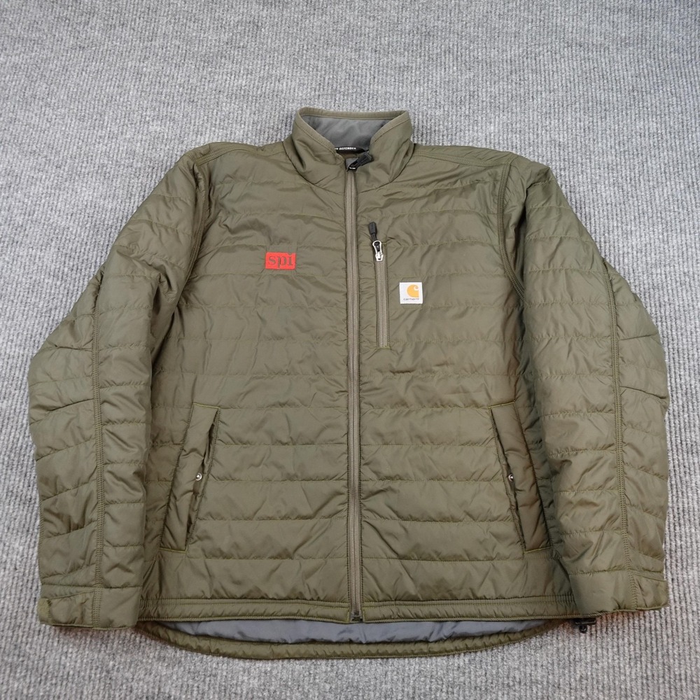 Carhartt Gilliam Jacket Mens Large Green Puffer Rain Defender 102208 MOS